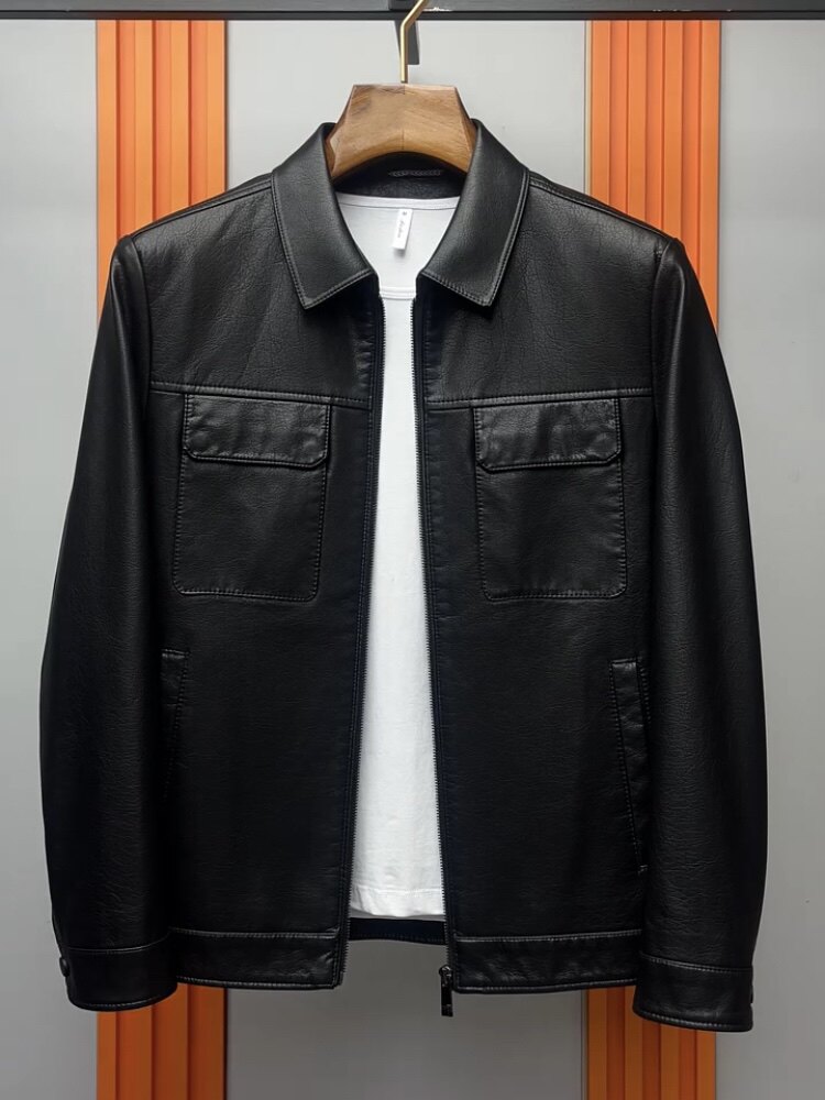 男士春季新款翻领PU皮夹克2026时尚潮流百搭青年休闲气质流行外套