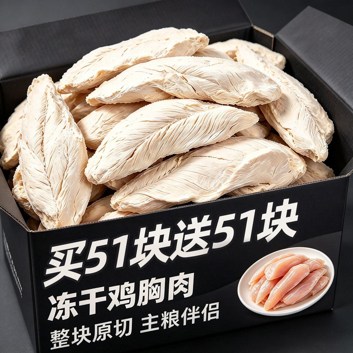 0添加!整块鸡小胸冻干!