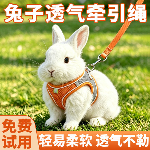 兔子背心式透气防挣脱可调牵引绳