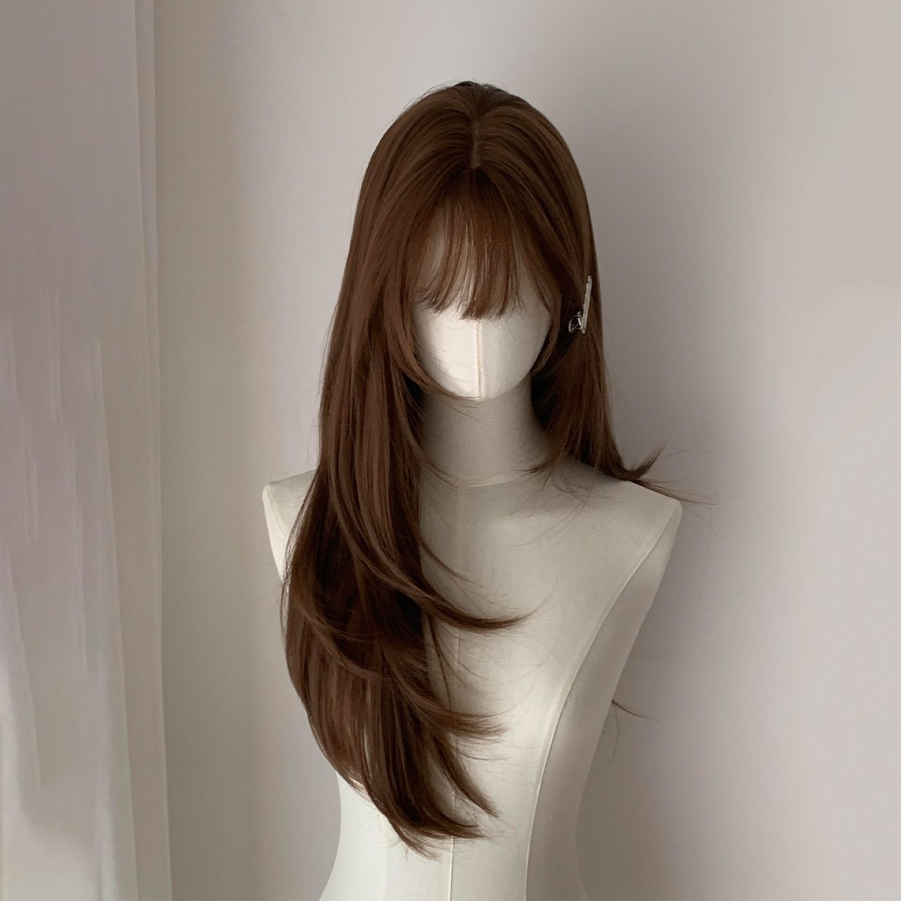 假发全头套女亚麻棕色