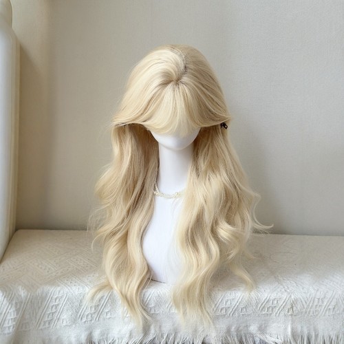 齐刘海假发全头套白金色长卷发
