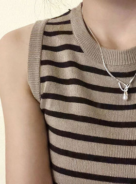 日系cherry kitty925银项链一字挂钩珍珠锁骨链女简约法式优雅