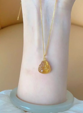 日系cherry kitty蛋黄佛公项链女温柔百搭精致小巧可爱弥勒佛