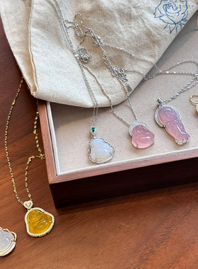 日系cherry kitty佛公项链s925银锁骨链新中式国潮银链子年流行