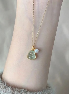 日系Cherry Kitty冰透弥勒佛佛公珍珠项链女小众设计高级感轻