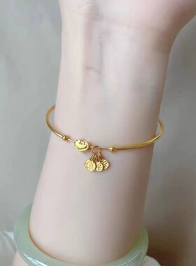 日系cherry kitty新中式祥云平安喜乐手环女vintage古法传承手镯