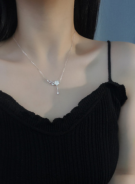日系设计师topwhits925银白贝小花项链女颈戴时尚小清新梅花镶钻