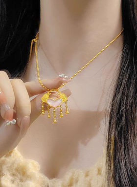 日系Cherry Kitty新中式复古风如意平安锁项链女ins国潮宫廷风吊