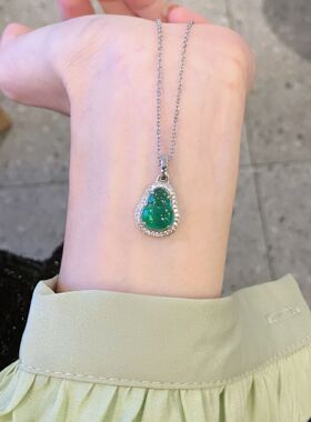 日系Cherry Kitty碧绿小葫芦项链女轻奢ins气质百搭时尚小众高级