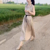 长款 日本cherry 欧货轻熟风女神范无袖 新款 连衣裙女 kitty夏季