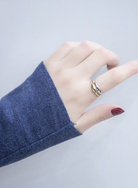 日系cherry kittys925银波浪戒指冷淡风组合潮人学生个性简约