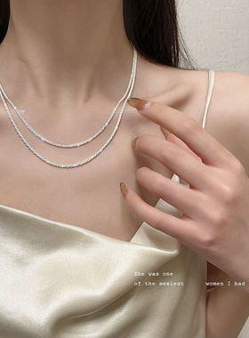 日系Cherry Kitty法式轻奢不规则碎银子项链女vintage波光粼粼颈