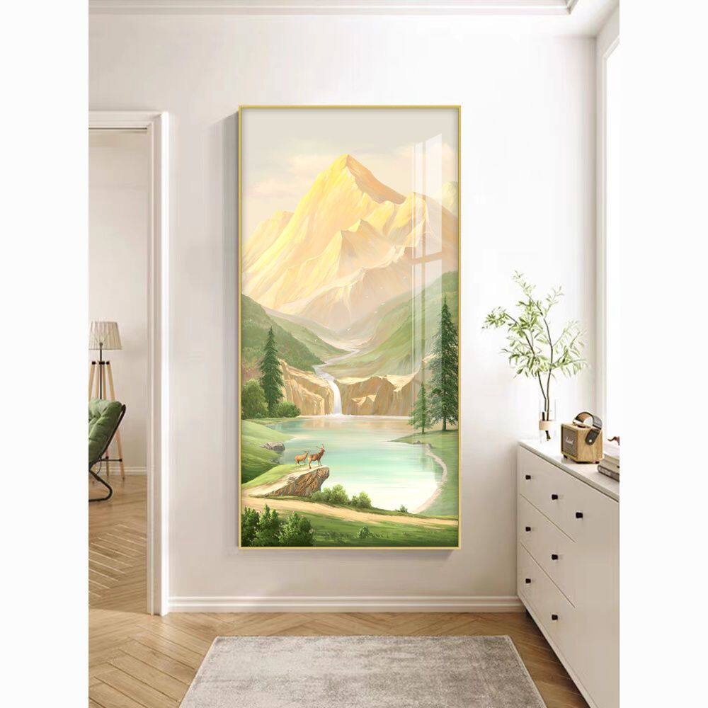 日照金山入户玄关装饰画风景山水画高级感大芬油画村走廊过道挂画