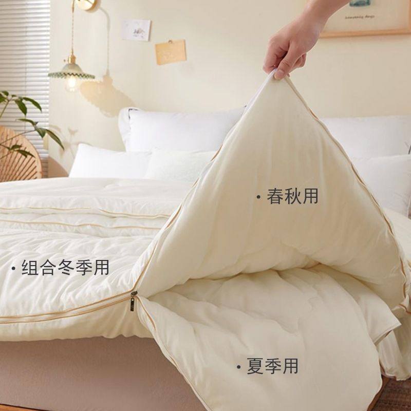 手工蚕丝被桑蚕丝被子母被二合一拉链款双人春秋被芯四季通用白色,床上用品,蚕丝被,淘宝优惠券,粉丝福利购,淘宝优惠卷