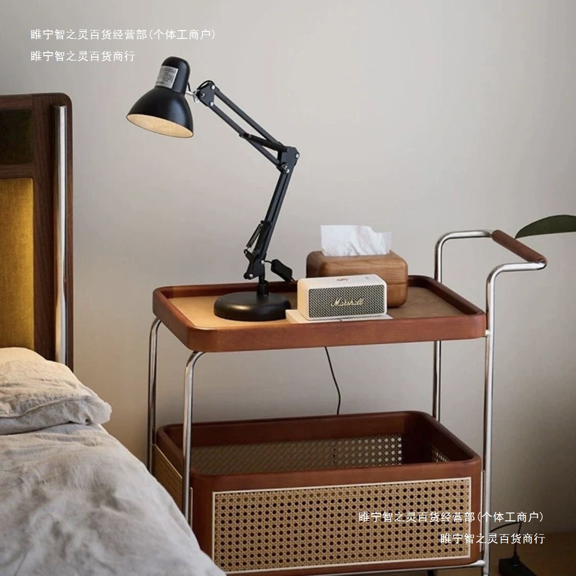 置物储物边几不锈钢实木藤编客厅简约茶几移动带轮收纳小推车中古