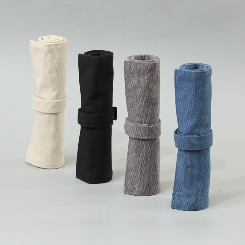 笔帘简约文艺帆布卷轴帘笔袋古风风大学高中生男女文具袋一件代发