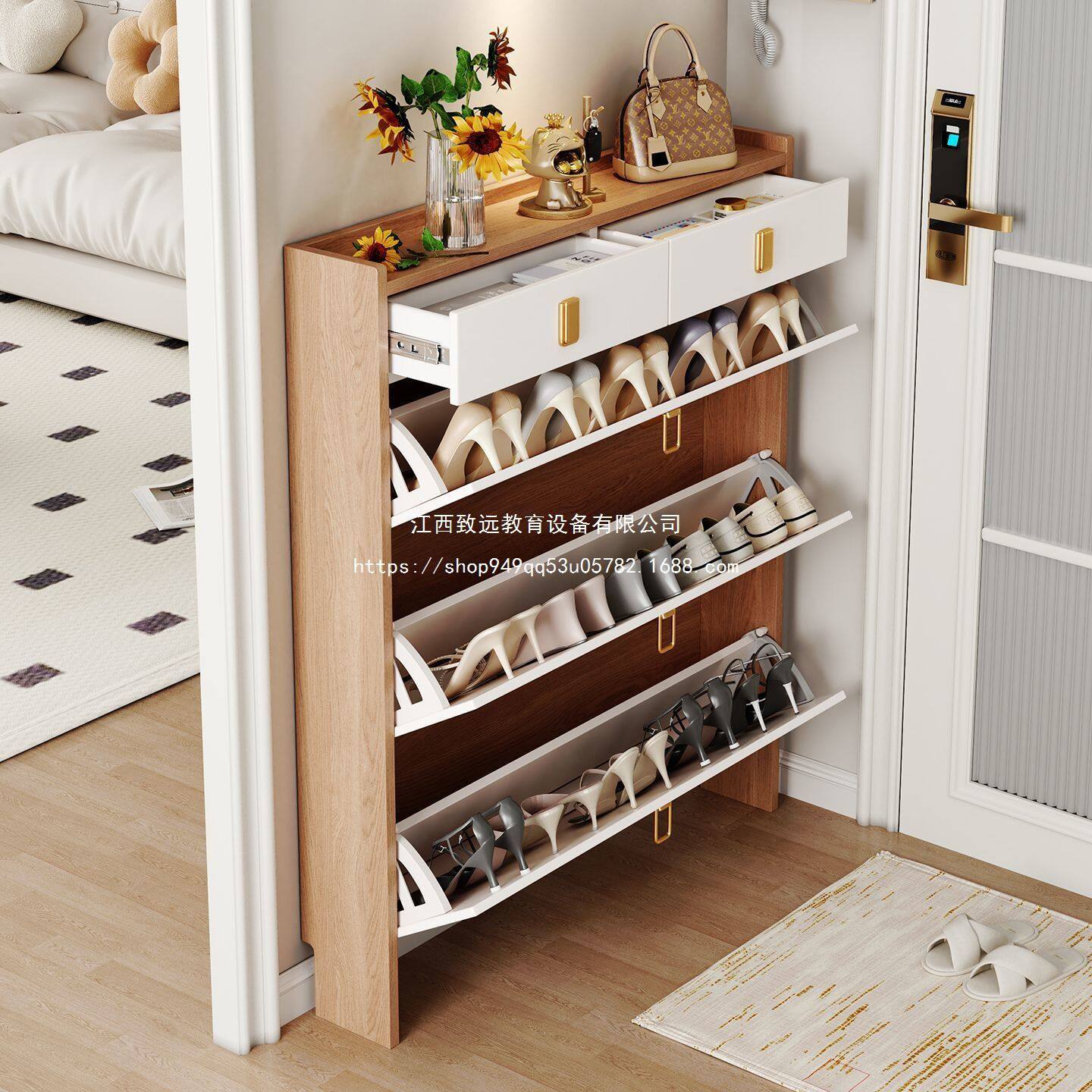 翻斗鞋柜新款2025简约现代家用门口收纳入户大容量鞋架板材流行风