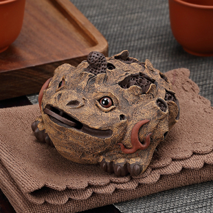陈洪军树皮金蟾宜兴紫砂茶宠摆件精品可养茶具招财手工茶盘小茶玩