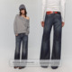 经典 复古水洗黑蓝色低腰宽松微喇牛仔裤 款 型 女 517版 出逃赤岗西