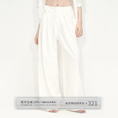 低腰直筒休闲裤 女秋季 夏 设计感白色莱赛尔天丝阔腿裤 出逃赤岗西