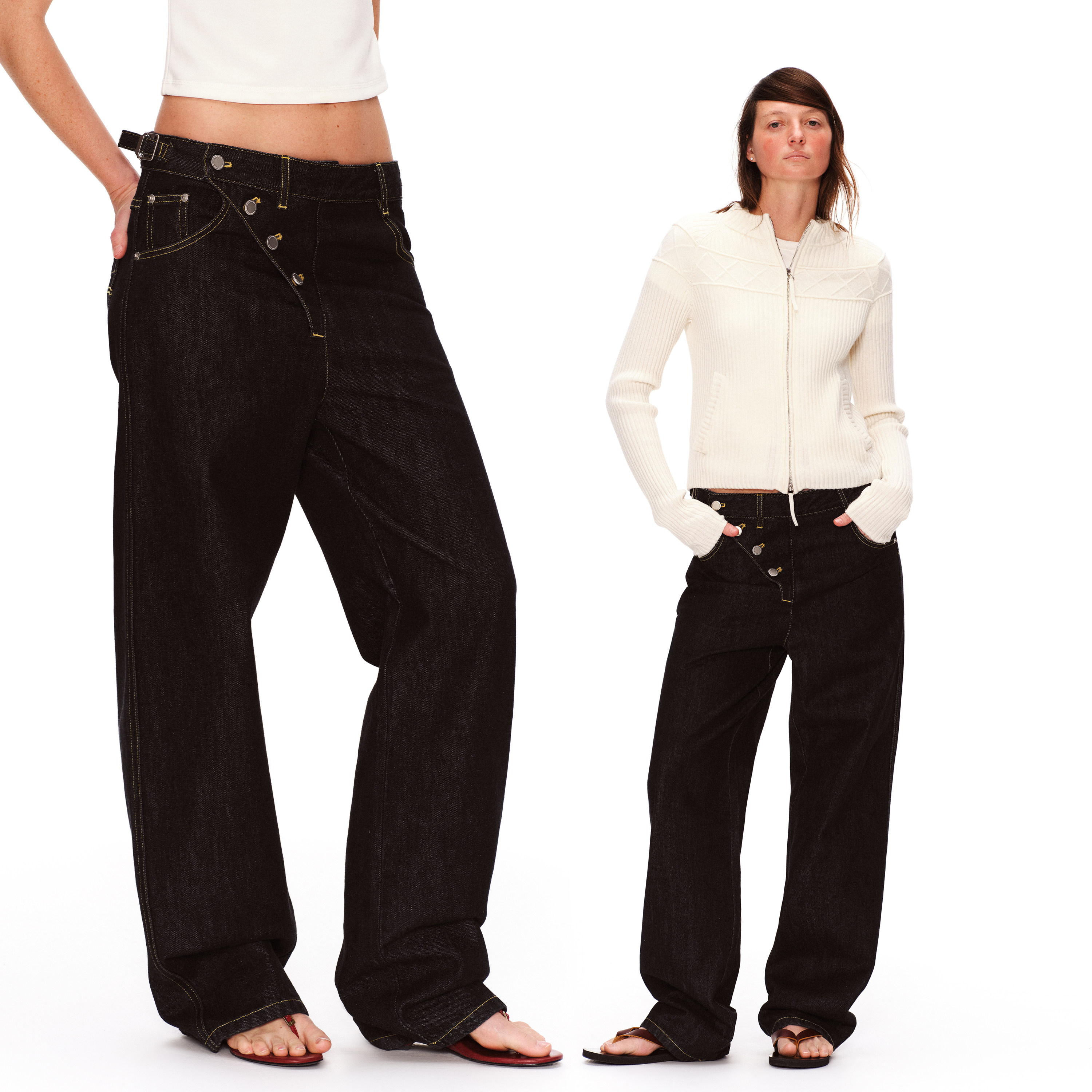 【1.23上新】复古不规则斜门襟原牛窄脚锥形牛仔裤女春季中腰裤子,女装/女士精品,牛仔裤,淘宝优惠券,粉丝福利购,淘宝优惠卷