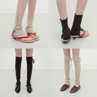 出逃赤岗西 堆堆袜女可调节绑带长筒过膝袜套 设计感纽扣针织短款