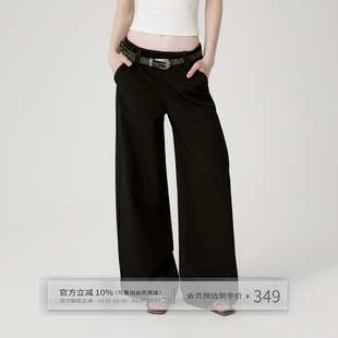 女款 出逃赤岗西 原创高级垂坠感黑色西装 裤 子 宽松休闲低腰阔腿裤