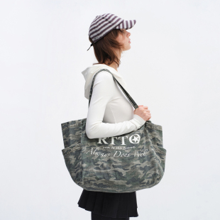 炒盐感迷彩托特帆布包托特包 well」 出逃赤岗西「always does