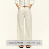 纯棉百搭宽松阔腿长裤 女春秋季 白色中低腰直筒牛仔裤 出逃赤岗西