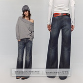 经典 复古水洗黑蓝色低腰宽松微喇牛仔裤 款 型 女 517版 出逃赤岗西