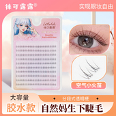 徕可露露下睫毛小火苗分段式 野猫太阳花自粘新手透明梗自然假睫毛