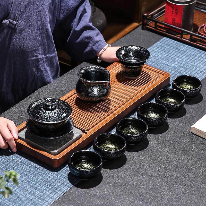 正竹功夫茶壶茶盏璀璨原矿铁胎盖碗茶杯中式蓝麒麟茶具整套盒