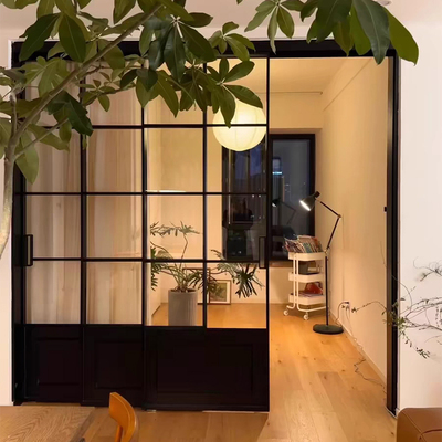 法式复古门中古风定制极窄三联动厨房推拉门阳台隔断吊轨玻璃移门