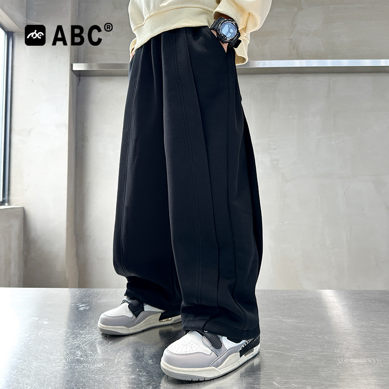 ABC男童春秋款个性拼接运动裤儿童秋装直筒卫裤中大童春季休闲裤