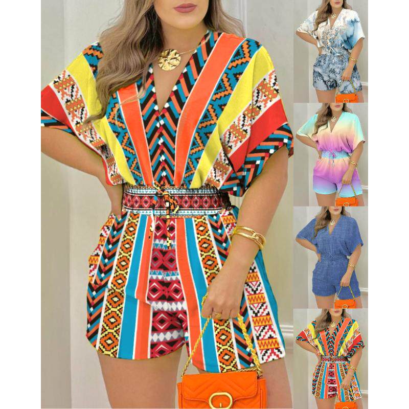Summer Cross border Loose Casual Print Jumpsuit