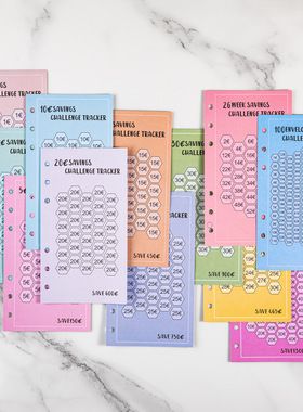 A6 48sheets Euro USD Save Money Challenge tracker sheets