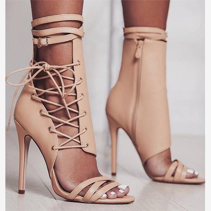 绑带侧空凉鞋女women fashion high heels sandals ladies shoes