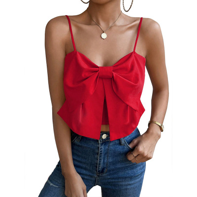 Covering Belly Bow Design Feeling Bra Trendy Tank Top
