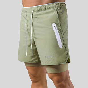 2023 Sreet New Men Fashion Shorts Double Quick Layer In1