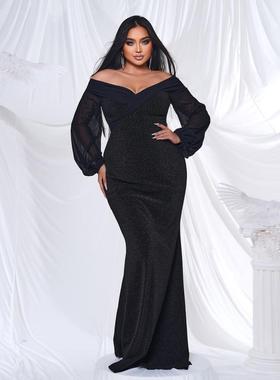 Plus Size Sequin Evening Gown Birthday Large Prom Dresses