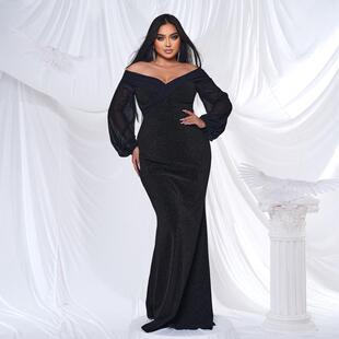 Plus Size Sequin Evening Gown Birthday Large Prom Dresses