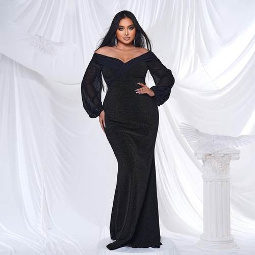 Plus Size Sequin Evening Gown Birthday Large Prom Dresses