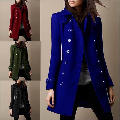 Cross border double breasted casual outerwear for women