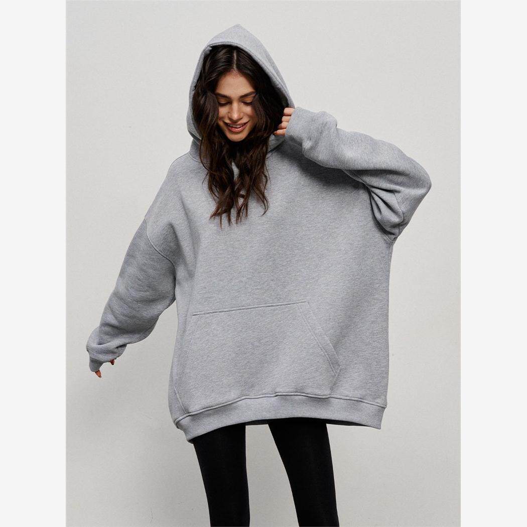 Cross border fleece loose pocket hoodie