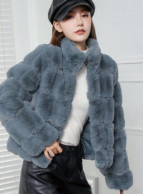 2022 winter Korean women luxury furry jacket short fur coats