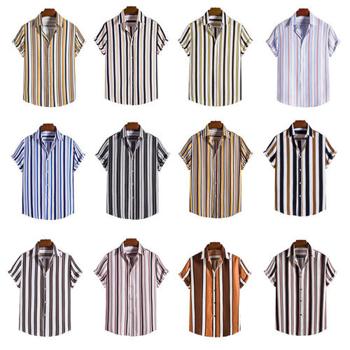 2020 Vintage Stripe Shirt Men Long Sleeve Blouse