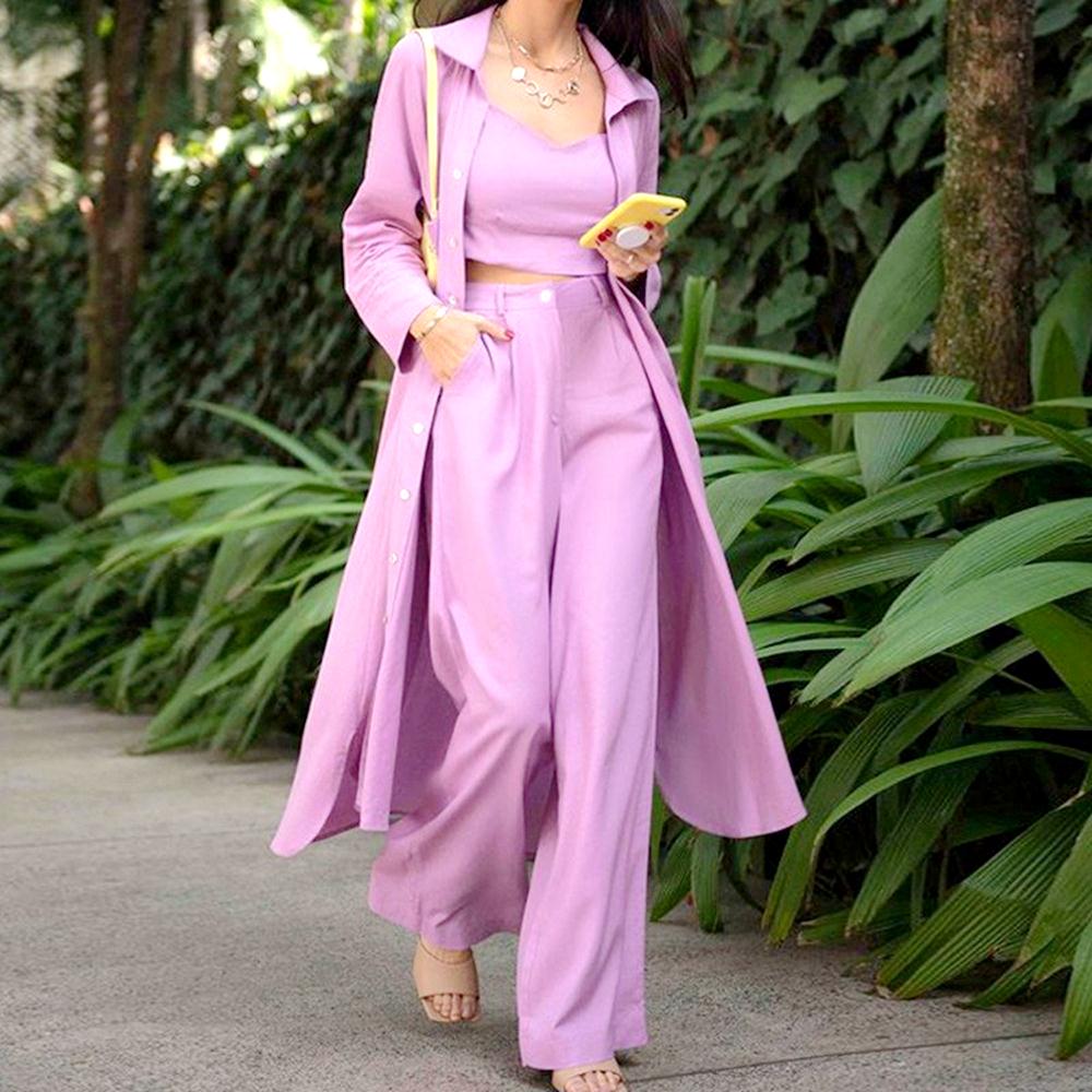 Autumn windbreaker coat wide leg pants suit风衣阔腿裤套装女