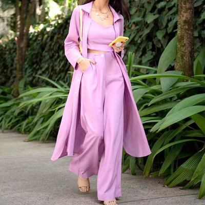 Autumn windbreaker coat wide leg pants suit风衣阔腿裤套装女