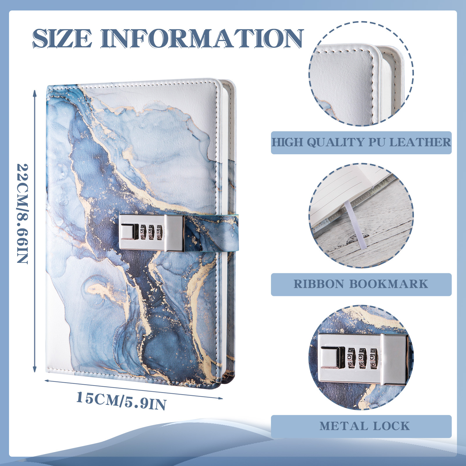 Diary with Lock A5 PU Leather Journal Vintage Notebook plan