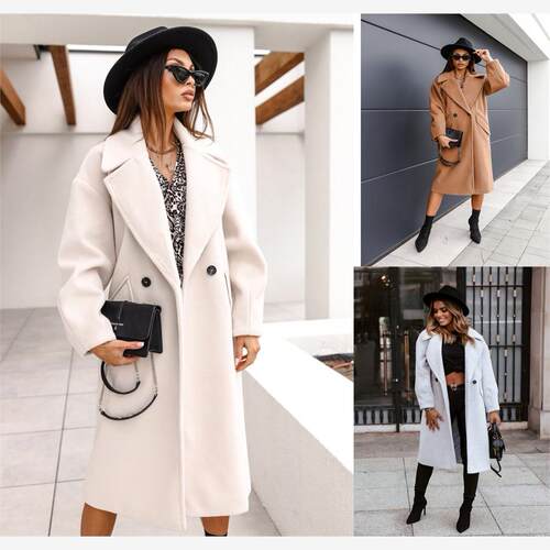 Autumn/Winter Long Suit Collar Woolen Coat Women 88609